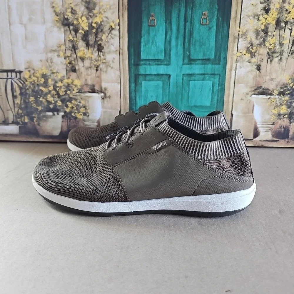 Olukai Makia Ulana Shoes Men's Brown Leather Nylon Lace-up - US 11.5